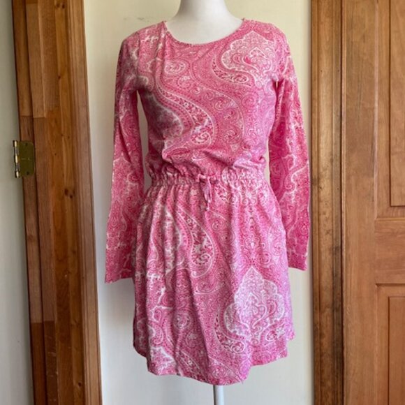 RALPH LAUREN Girls Pink Paisley Long Sleeve Dress Elastic Waist L 12-14 - Picture 1 of 16